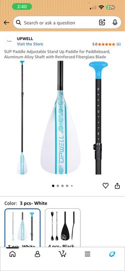 SUP Paddle Adjustable Stand Up Paddle for Paddleboard, Aluminum Alloy Shaft with Reinforced Fiberglass Blade