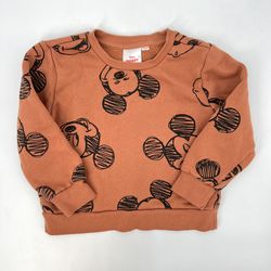 Disney Mickey Mouse Brown Orange Crewneck Sweatshirt Toddler Size 3T