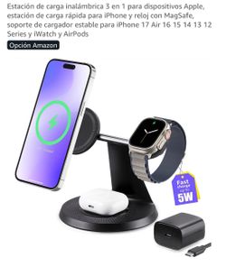 3-in-1 wireless charging station for Apple devices, fast charging station for iPhone and watch with MagSafe, stable charger holder for iPhone 17 Air 1