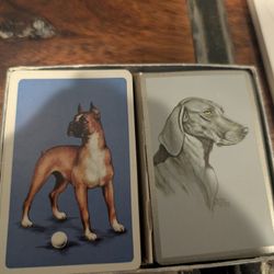 Vintage from the 1950s Beautiful vintage Congress Pinochle &  double deck of playing cards featuring two classic dog portraits by artist Clare E. Cook