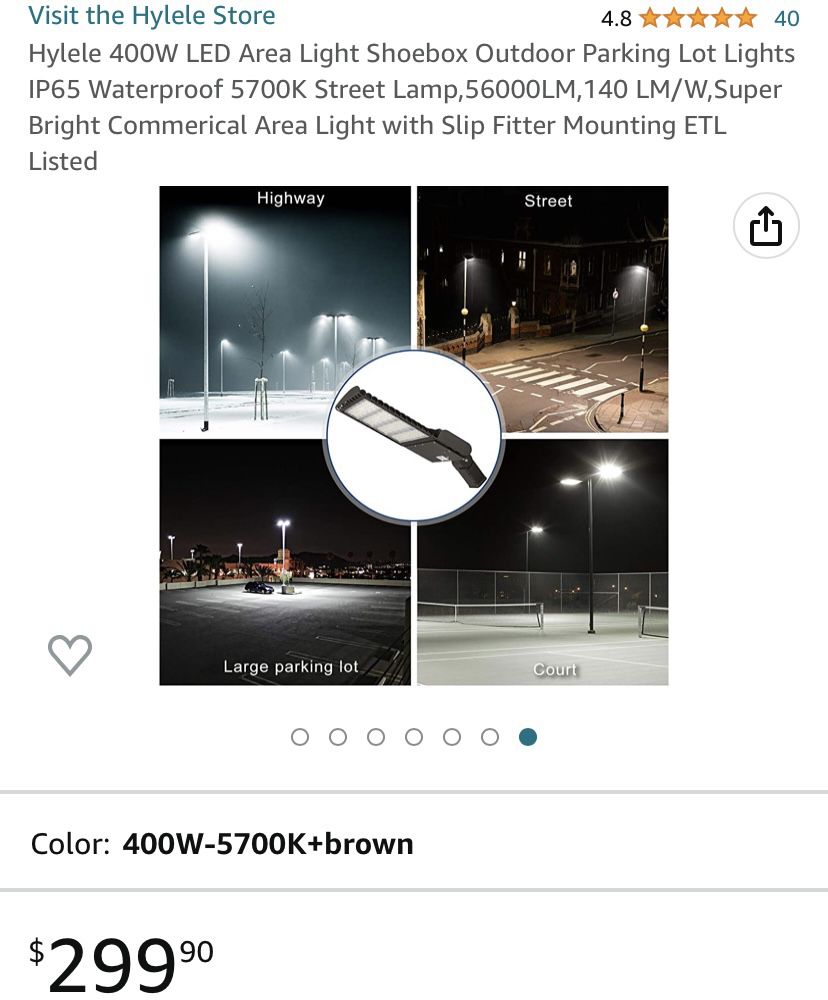 Hylele 400W LED Area Light Shoebox Outdoor Parking Lot Lights IP65 Waterpro 
