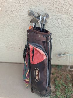 (7) Left Handed Golf Clubs with bag