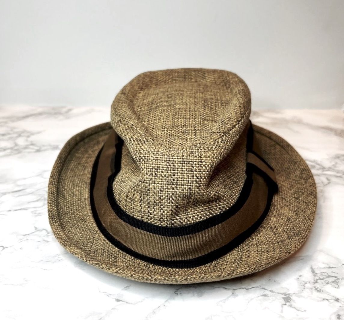 Classic Straw Fedora Hat w/ Black & Brown Details | Size L/XL | Summer Essential