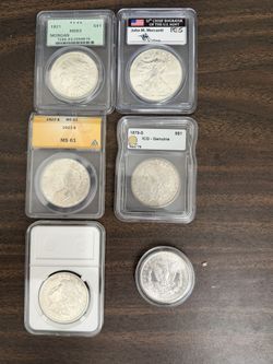 Lot Of 6 $1 Dollar Silver Coins