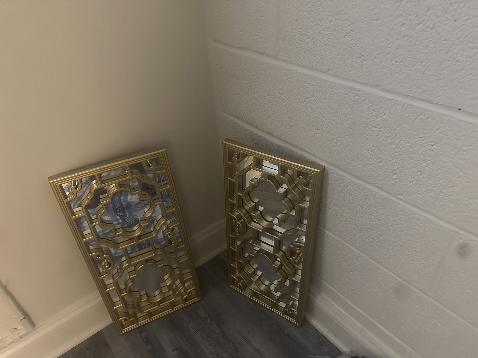 Set Of Pretty Gold Mirrors 