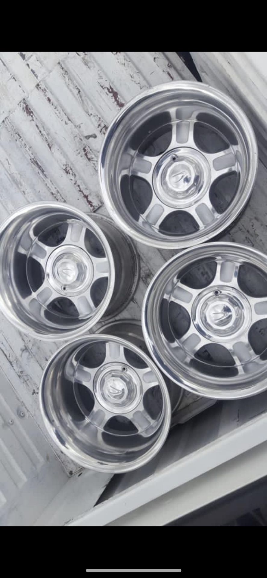 Rines 15s Old school Aluminum Wheels 15x10 Rines Carusi Mexicanos Chevy O Ford 5 Lugs C10 F100 D150