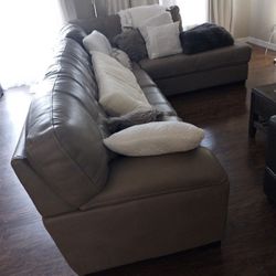 Couch Grey L Leather New!