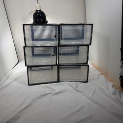 6 Stackable Clear Shoe Storage Boxes – Front Opening – $25