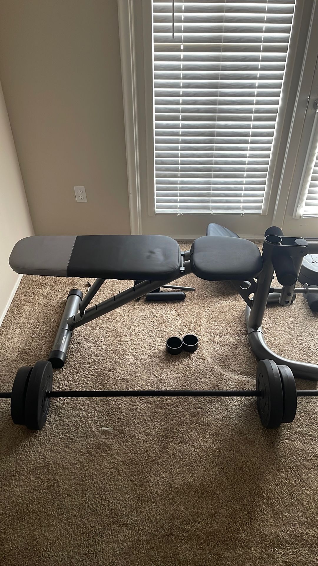 Adjustable Weight Bench And Bar Bell