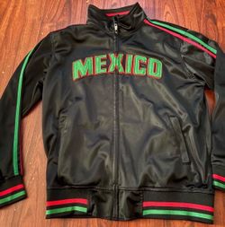 Mexico Track Jacket Black Green Red Stripes size M adult