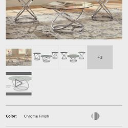 Ashley Tempered Glass  Coffee Table And 2 Side Tables Set Of 3