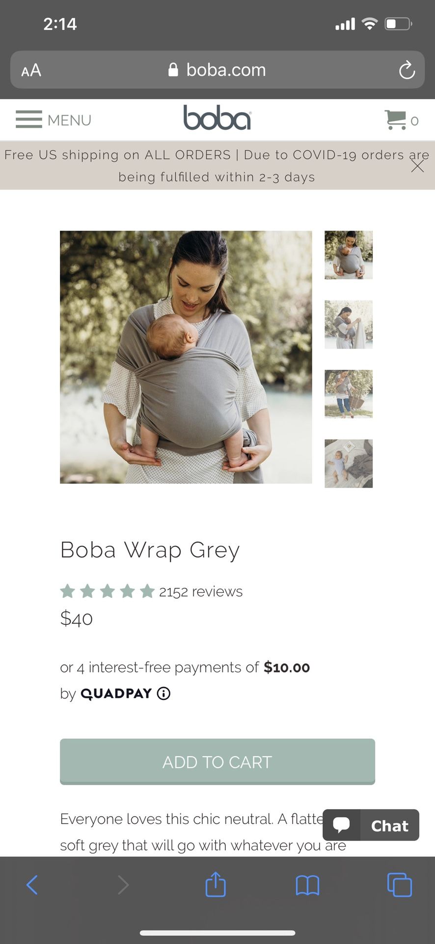 Boba baby wrap used excellent condition