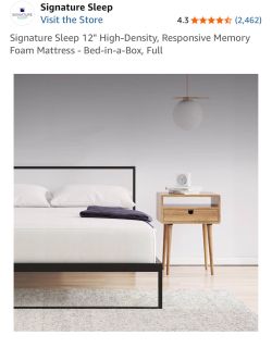 Full Size Bed – Zinus Metal Bed Frame + Memory Foam Mattress