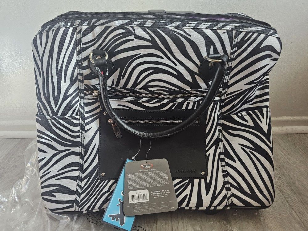 Calpak Zanny Rolling Tote 21" Laptop Carry On Bag Zebra Print