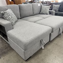 BRAND NEW Sleeper Sofa Bed, Drop Down Cup Holder, Storage Chaise, USB USBC Ports, Shelves 
