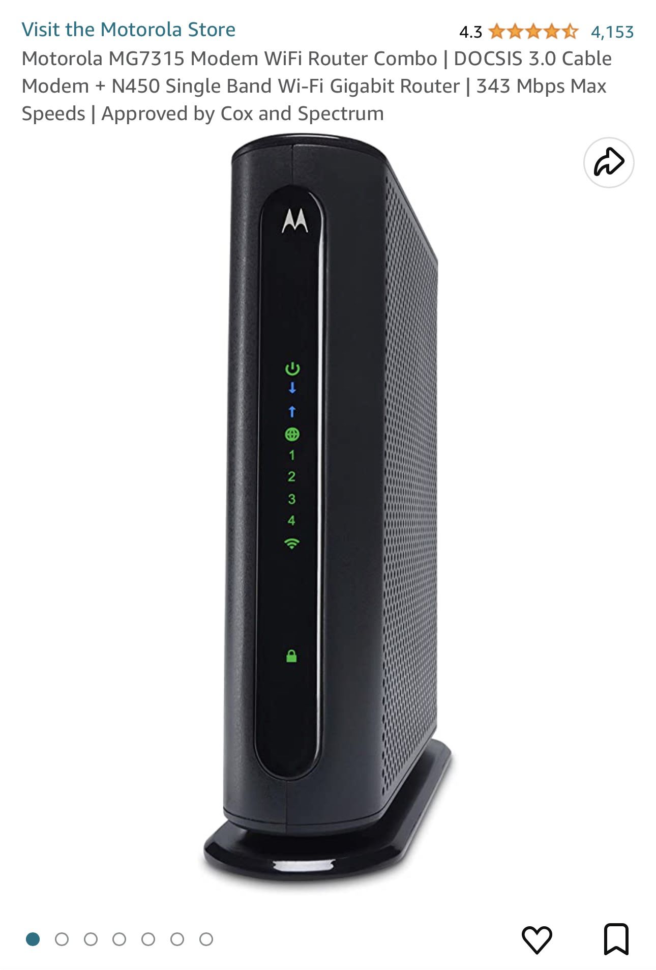 Motorola Cable Modem Wifi Router 