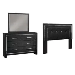 Kaydell Queen/Full Upholstered Panel Headboard Bed with Mirrored Dresser Sizzling Savings Event
