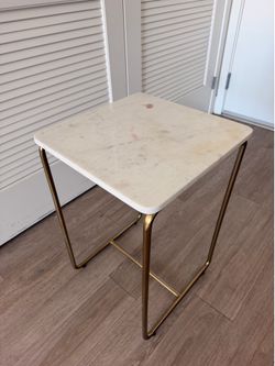 Gold metal and marble side table