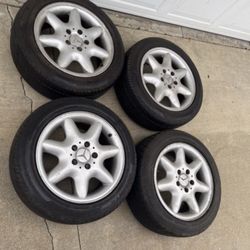 4 — 205/55r16 5x112 5x4.41 Stock Mercedes C300 C280 Wheels Rims Good 80% Treads Tires!!!!!