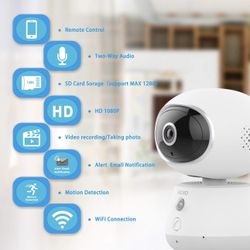 Wireless Camera, 1080P WiFi Pan/Tilt/Zoom Home Security Camera with Night Vision/ Two-Way Audio Dog/Cat Camera