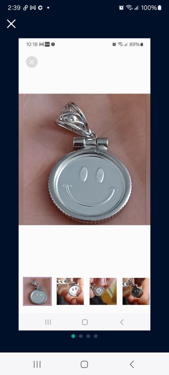  1g Fine Silver Smiley Face Pendant & .925 Bezel Pendant Polished