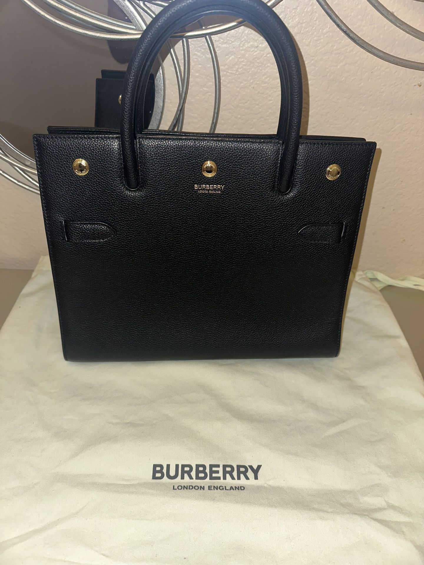 Burberry Medium Leather Title Bag 