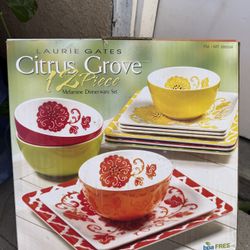 New in box Laurie Gates - 12 Piece Citrus Grove Dinnerware Set 