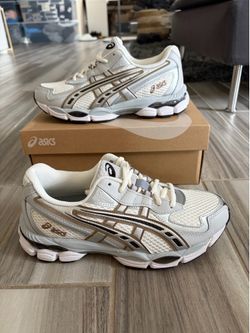 Women's ASICS Gel NYC 2055 Shoes Sneakers - Cream Pure Silver - Size 7, 9