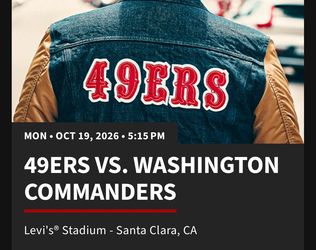49ers vs Commanders Lower Level Tickets w/MIM
