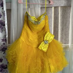 Yellow Party Dress Sleeveless