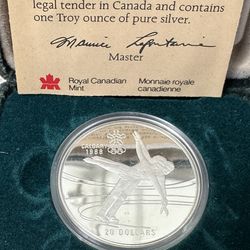 .999 silver Calgary 1988 Olympic Winter Games $20 coin