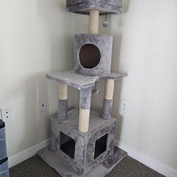 Frisco Grey 54 Inch Faux Fur Cat Tree & Condo