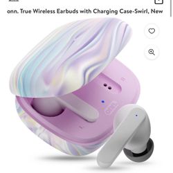 Onn Wireless Earbuds with Charging Case- Swirl