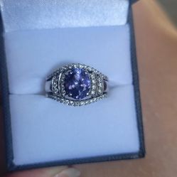 Tanzanite And Diamond Weddibg Ring