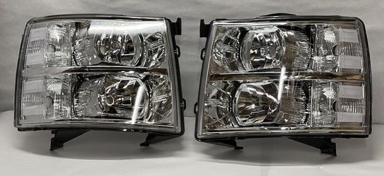 07 - 13 Chevy Silverado Chrome Clear Headlights