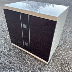 Najarian 2-Drawer Nightstand/Side Cabinet – High Gloss, Metal Frame – 24×18×24