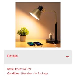 NEW Desk Lamp Woth USB Chargers And Outlet