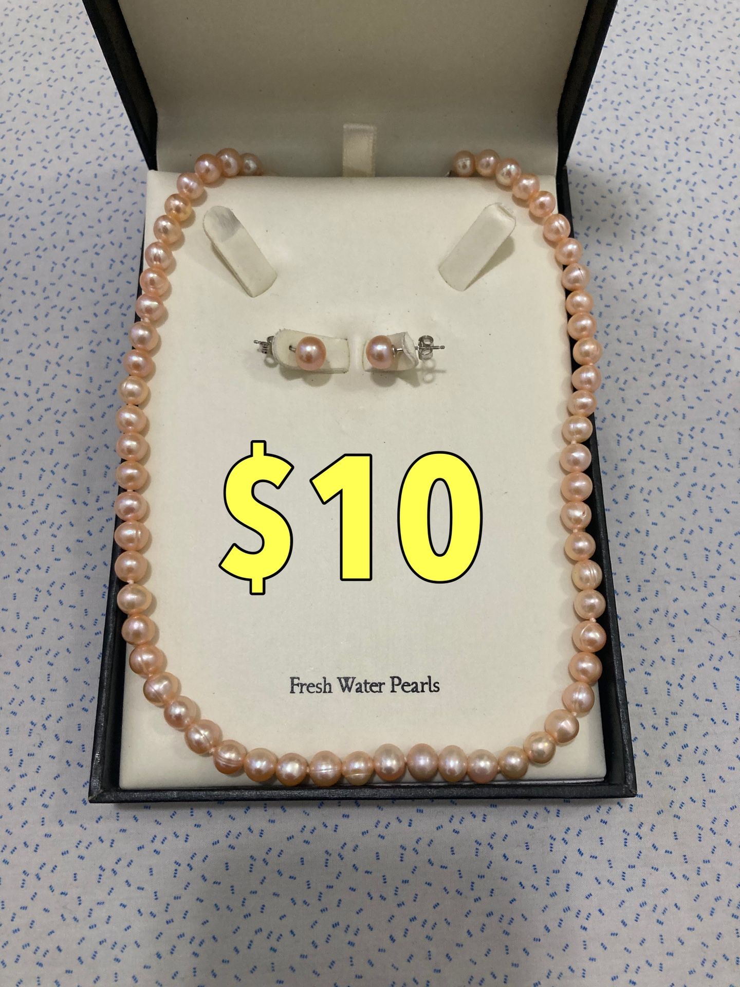 Fresh Water Pearl Set, Necklace And Earrings (Never Used)