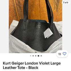 Authentic Kurt Geiger London Large Black Leather Purse/ Tote Black