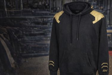 Hawkeye Hooded Sweatshirt with Built-In Mask – Size XL – Black/Gold 