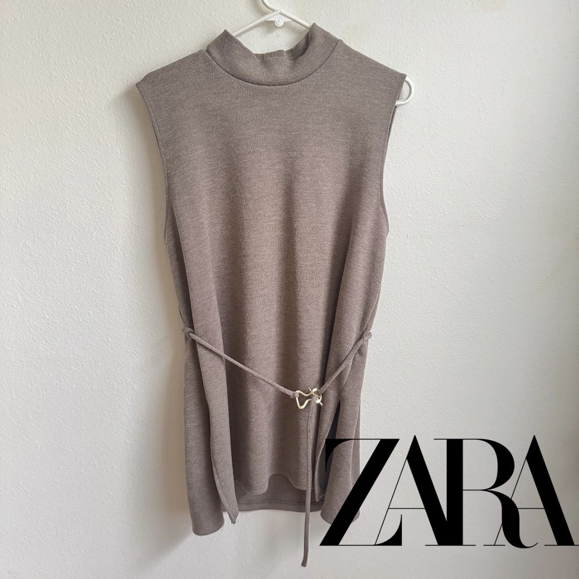 Women Large - Zara Shirt Dress Knit Turtleneck Sweater Shirt 