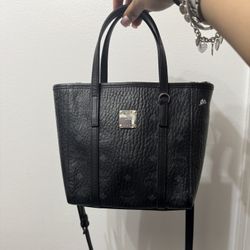 Black Mcm Mini Shopper Tote Bag 