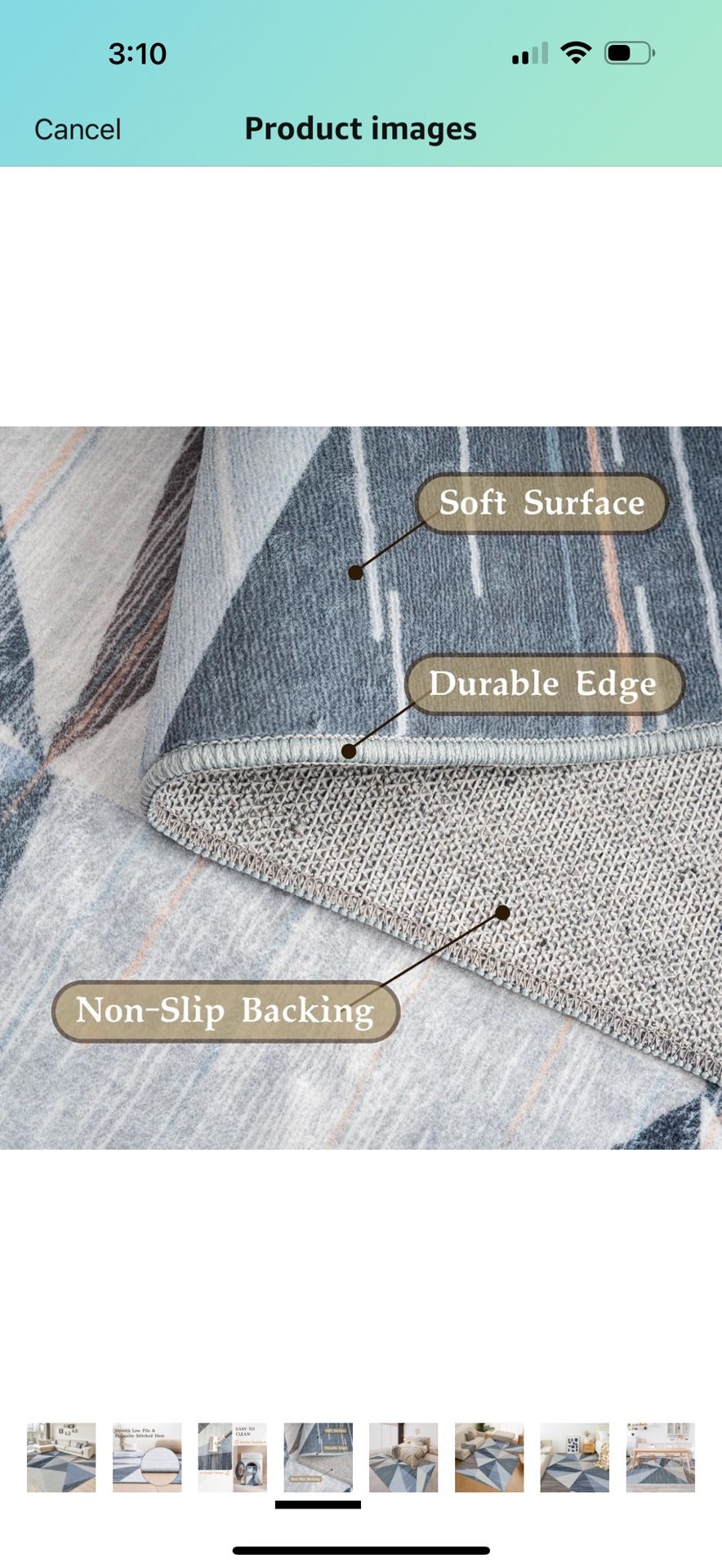 HOMFINE Washable Modern Area Rug - Geometric 5x7 Rugs for Living Room, Bedroom, Machine Washable Rug Soft Non Slip Non Shedding Area Rug - Blue, 5'x7