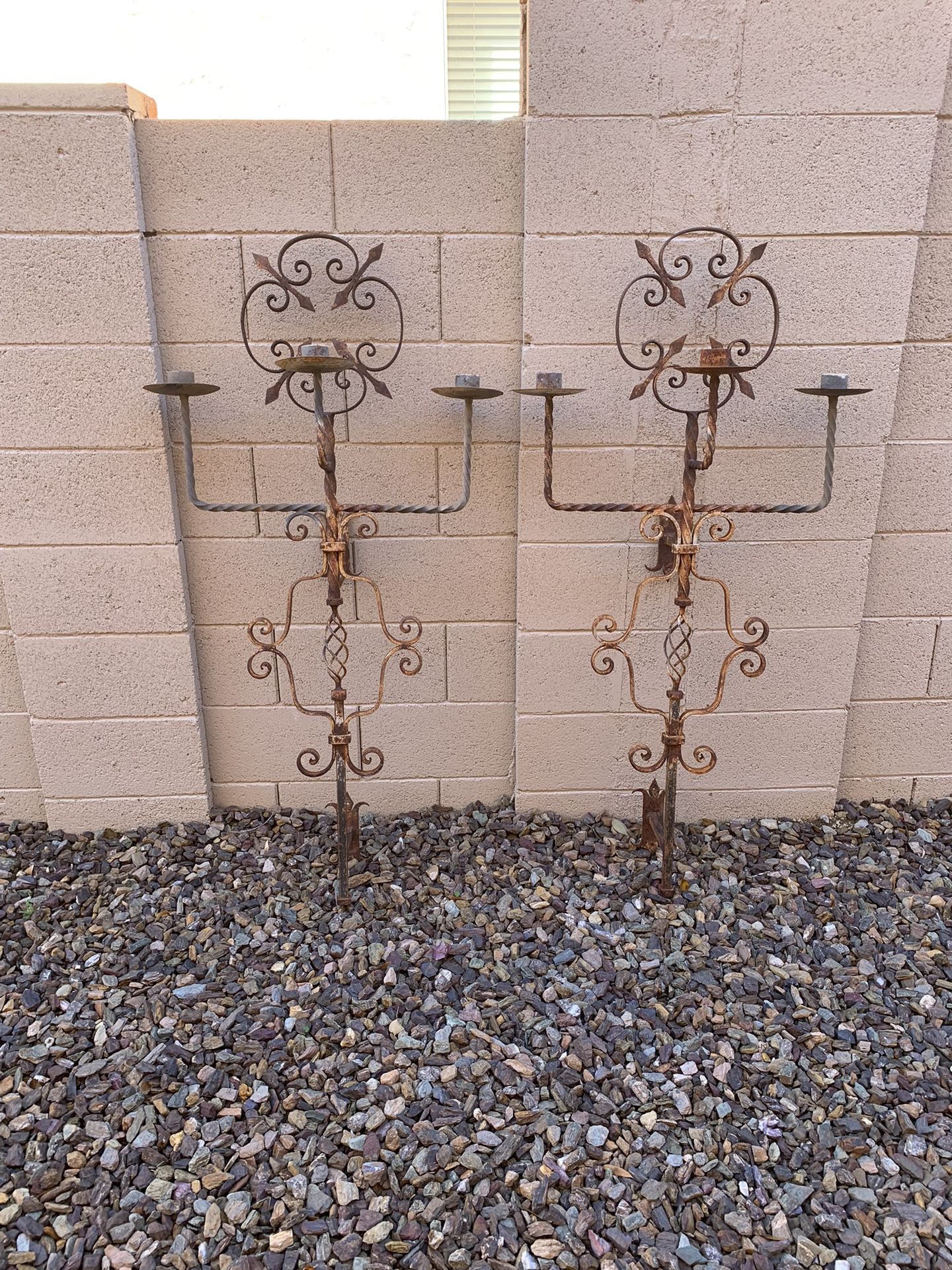 2 Candelabras Hand-made Of Forged Iron - 55”H X 24” Wide