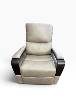 Canmore Leather Power Recliner with Wood Accents