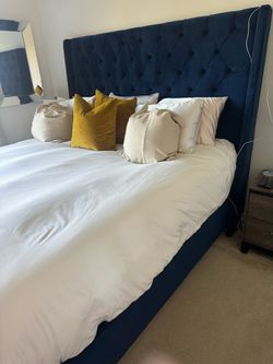 Blue velvet King Bed frame