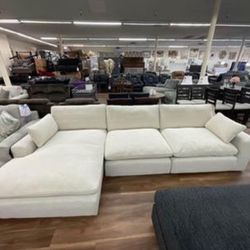 Ashley Brand White Sectional Sofa Couch 