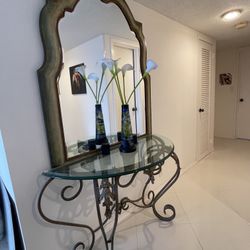 Hall Mirror With Glass Table