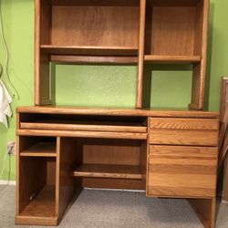 Modern Solid Oak Desk With Removal Hutch