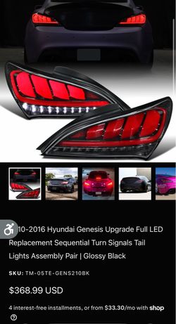 10-16 Genesis Hyundai Coupe Gloss Black Tail Lights